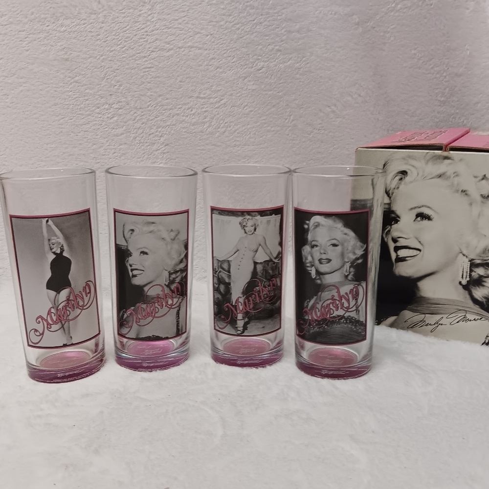 VTG. Marilyn Monroe Hi Ball Glass Set (4)